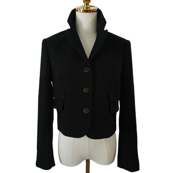 Moda International Women's Wool Blend Size 8 Blazer Jacket Button Up Black Work - Picture 1 of 8